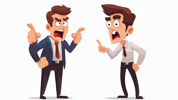 Angry Boss Scolding Young Employee Cartoon Illustration