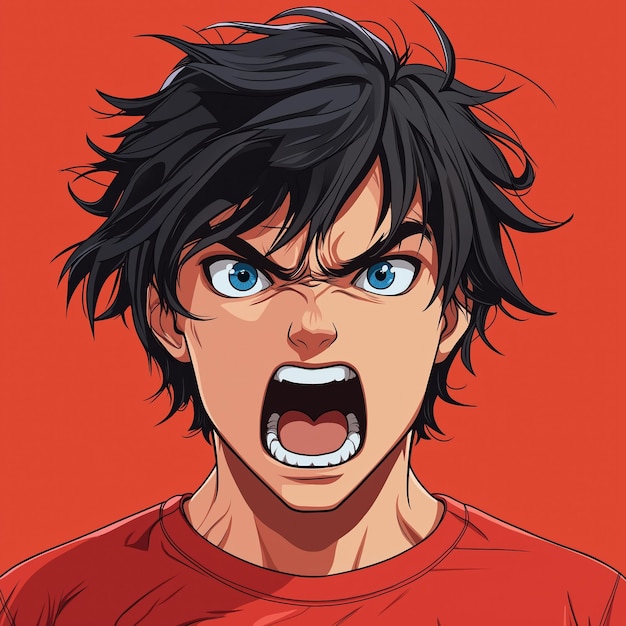 Angry Boy Cartoon Vector Art Illustration