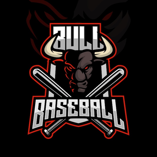 Angry bull mascot baseball logo design