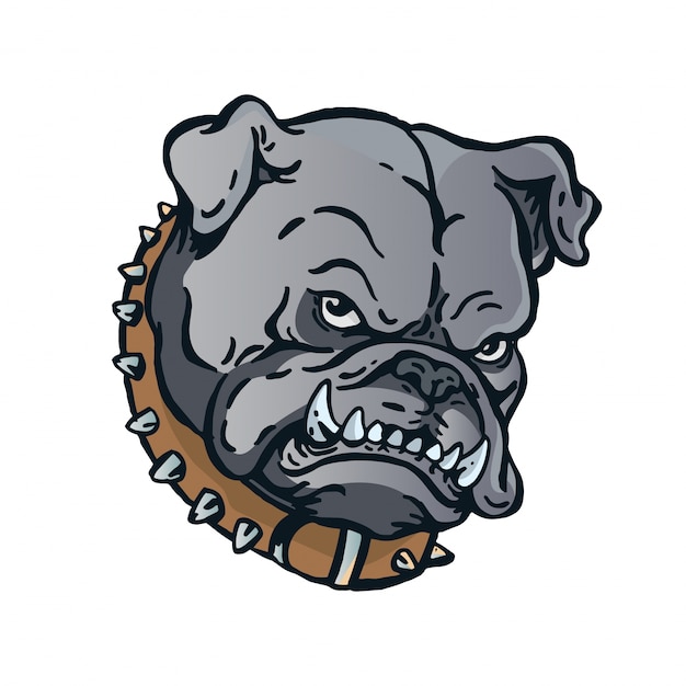 Angry Bulldog Head Logo Character Illustration