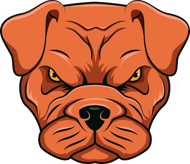 Angry bulldog head mascot character