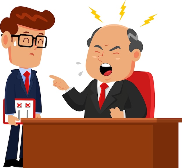 Angry Business Boss Man Man Firing An Employee Cartoon Characters