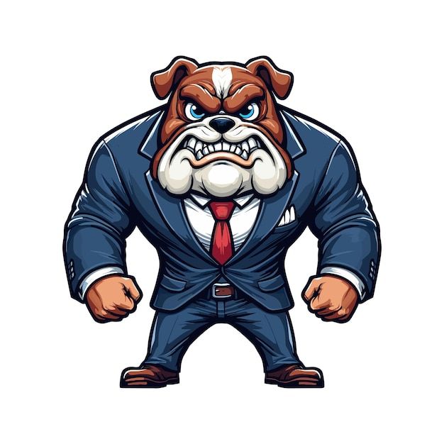 angry business bull dog tight teeth vector illustration