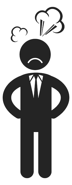 Angry businessman with steam from ears Office worker in stress icon