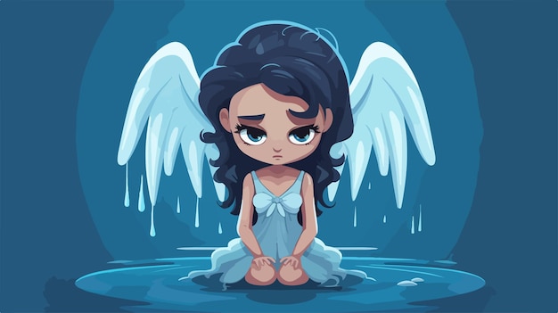 Vector angry cartoon angel girl character in 2d flat style