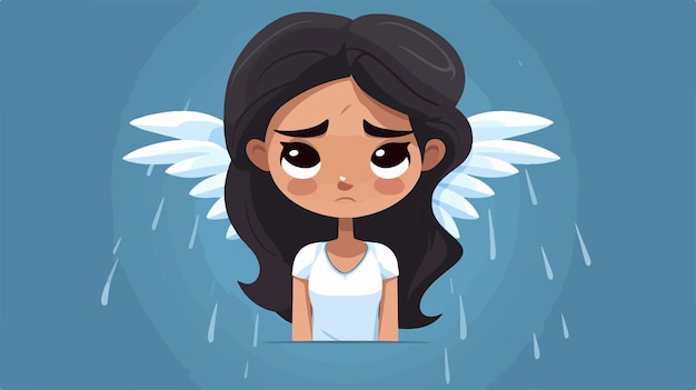 Vector angry cartoon angel girl character in 2d flat style