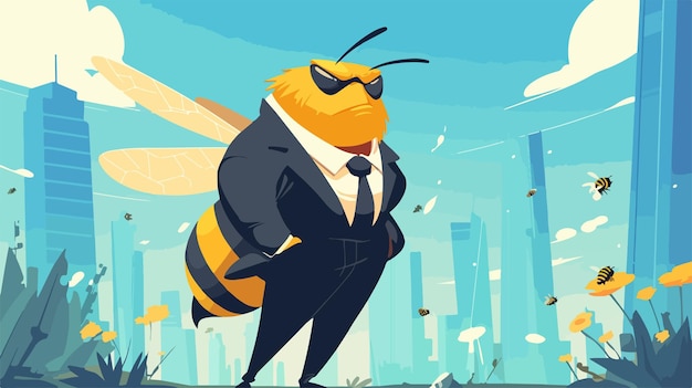 Angry Cartoon Businessperson Bee