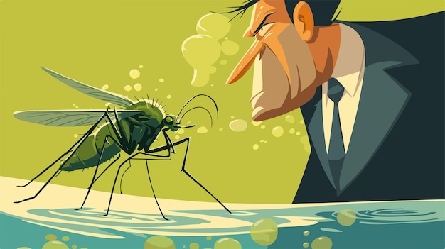 Vector angry cartoon businessperson mosquito