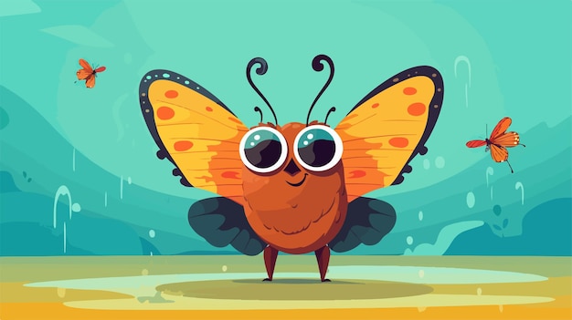 Vector angry cartoon butterfly in swimsuit