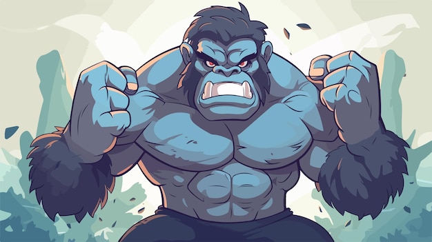 Angry Cartoon Gorilla Flexing Muscles