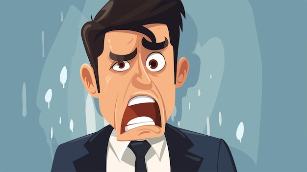 Angry Cartoon Groom Man Character in Flat Design