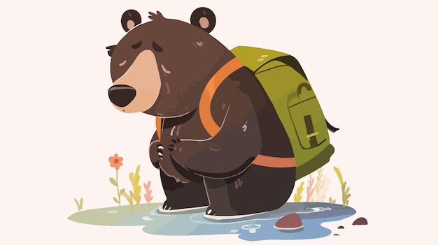 Vector angry cartoon hiker bear