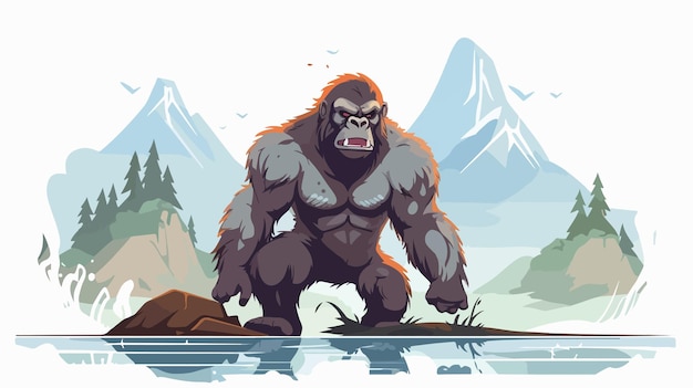 Angry Cartoon Hiker Gorilla Illustration