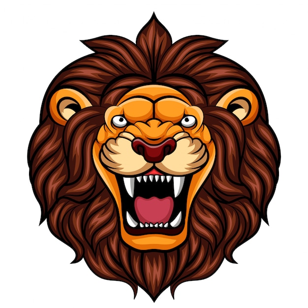 Angry cartoon lion head mascot