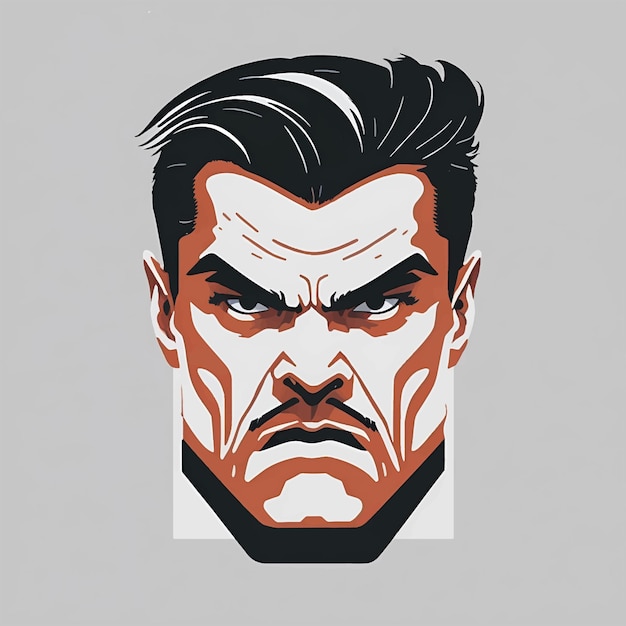 Angry cartoon man Portrait of stressed male having anger and irritation emotion vector graphic