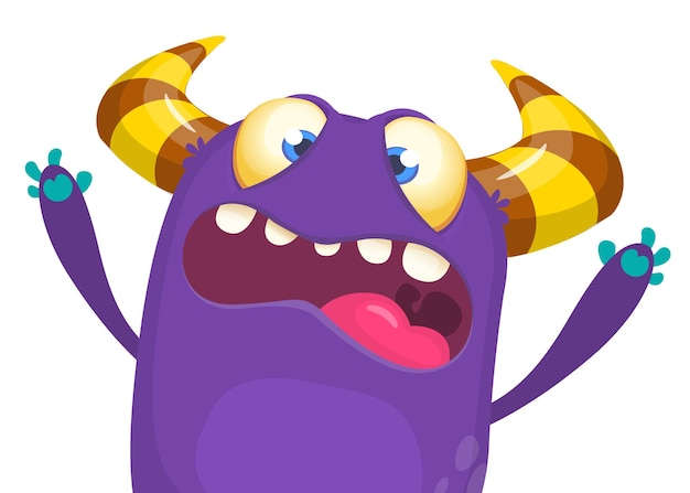 Vector angry cartoon monster vector illustration of funny monster with scary expression