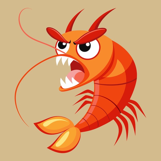 Vector angry cartoon shrimp