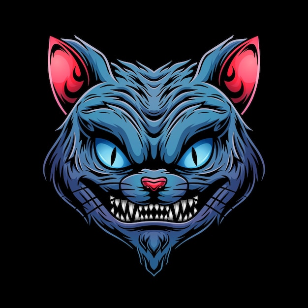 Angry cat head mascot vector illustration