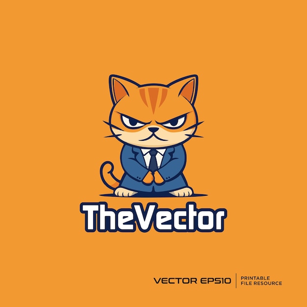 Angry cat mascot vector logo character cartoon illustration eps10