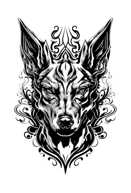 angry cerberus head illustration