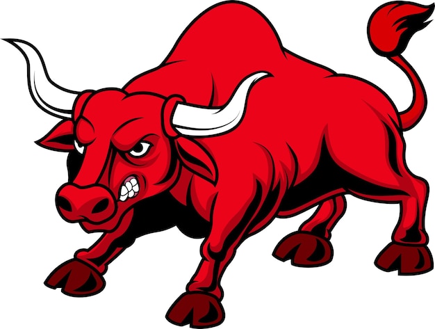 Angry charging bull mascot