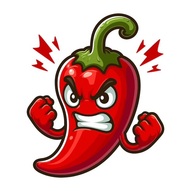 Angry chili pepper cartoon vector illustration