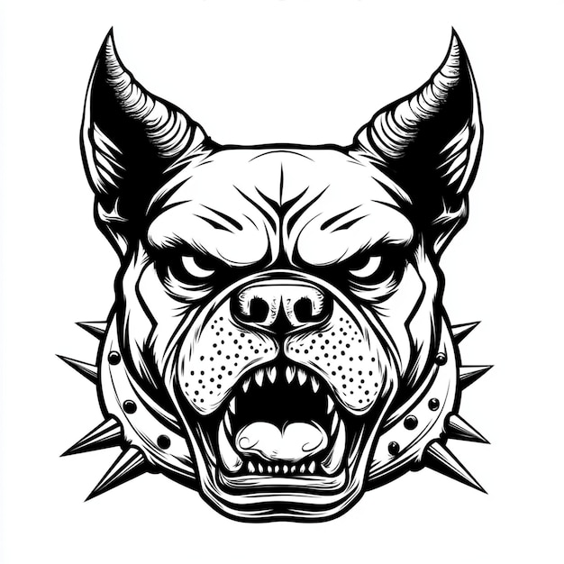 Angry Dog Head Black And White Graphic