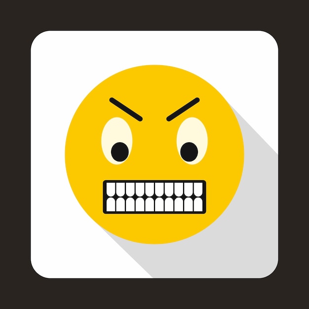 Angry emoticon icon in flat style on a white background