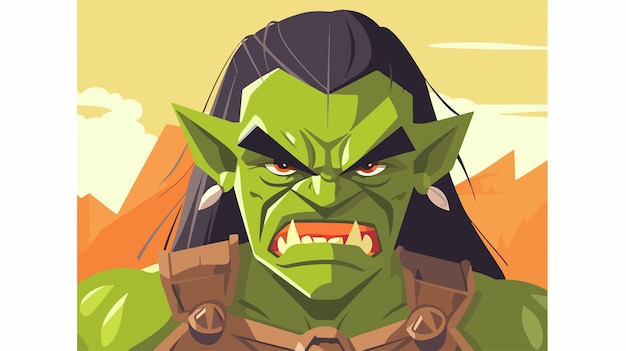 Vector angry female orc cartoon illustration