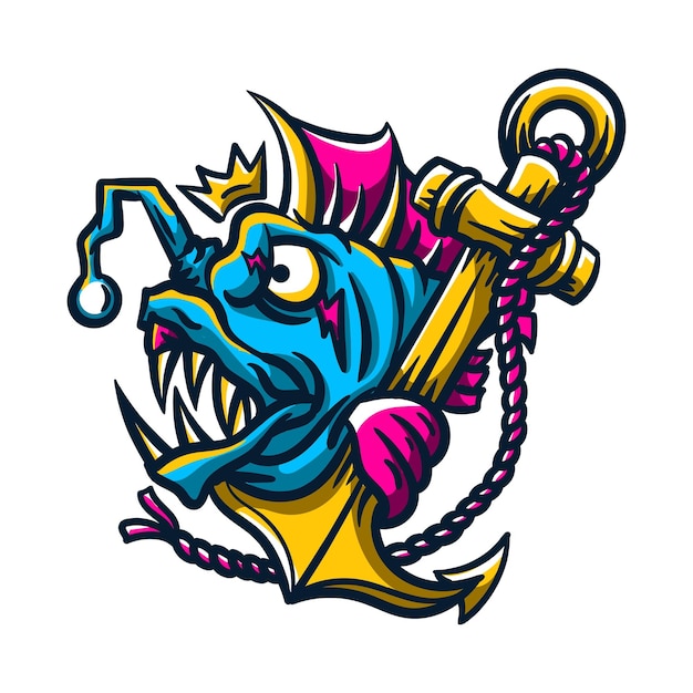 Angry fish vector illustration