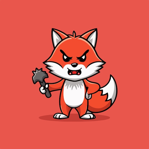 Angry fox cartoon illustration