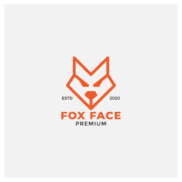 Vector angry fox face head logo design line style