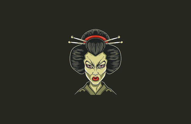 Vector angry geisha women on fire design vector illustration