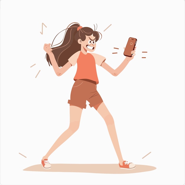 angry girl throwing the phone