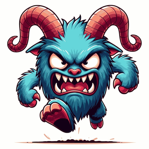 angry goat monster on white background