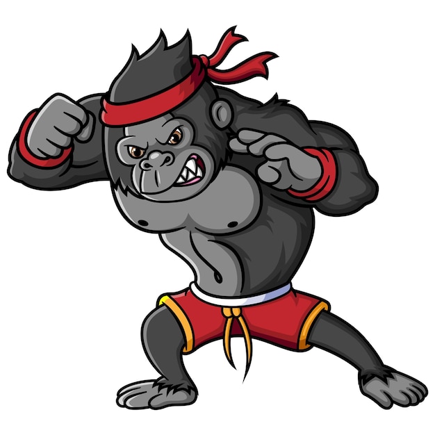 Angry Gorilla fighter cartoon character