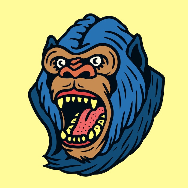 Angry Gorilla Old School Tattoo Vector