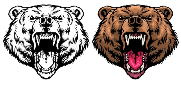 Angry grizzly head roaring