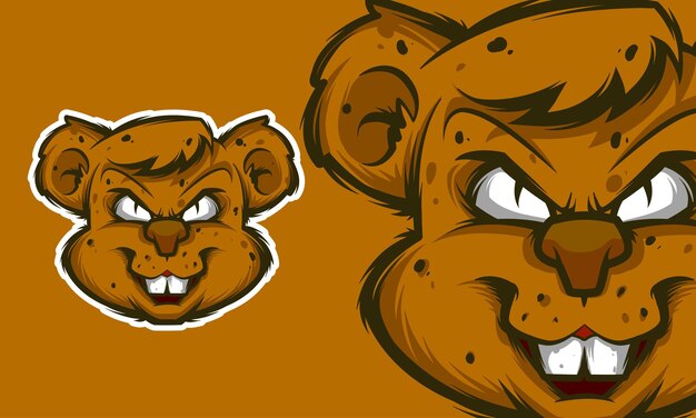 Angry head rat mascot vector illustration