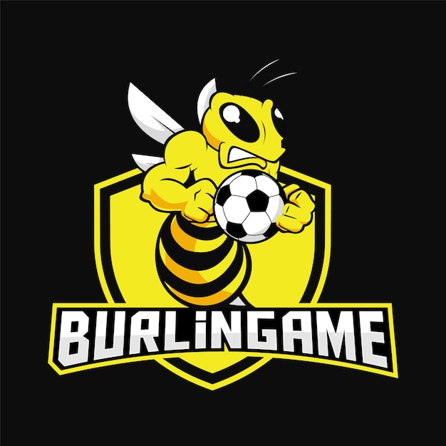 Angry Honeycomb bee gaming logo and symbol vector