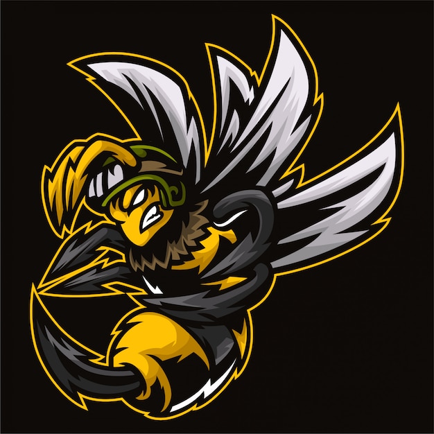 Angry Hornet Bee Army  Logo Template