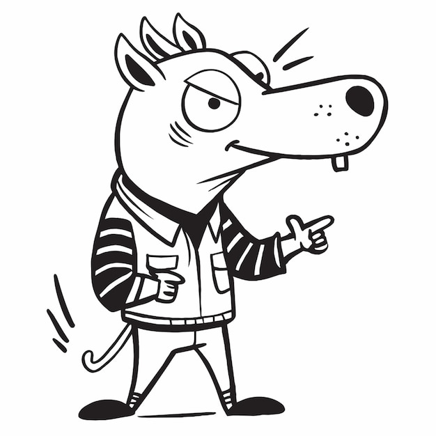 Vector an angry horse in a leather jacket riding a costum motorbike no crop vector illustration doodle