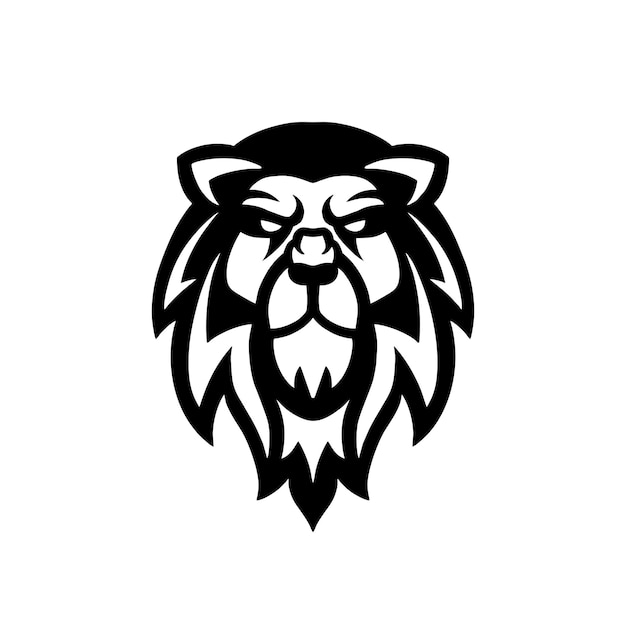 angry lion black vector