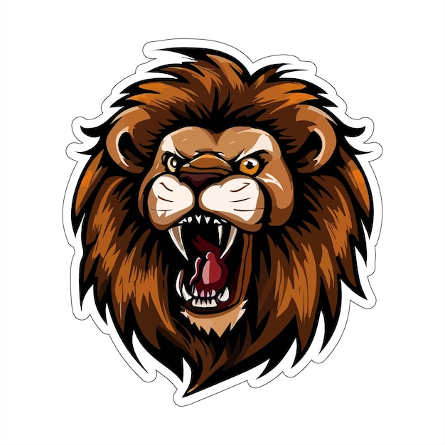 angry lion sticker colorful illumination for print on demand