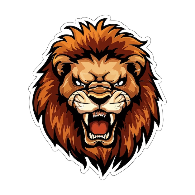 angry lion sticker colorful illumination for print on demand