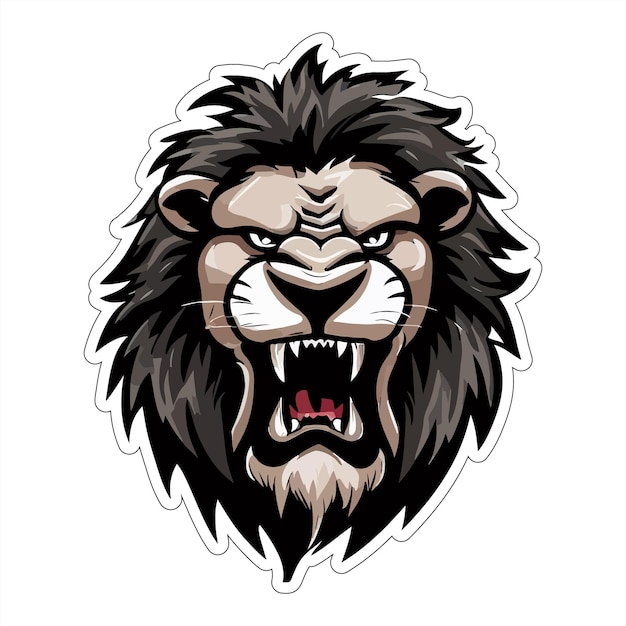 angry lion sticker colorful illumination for print on demand