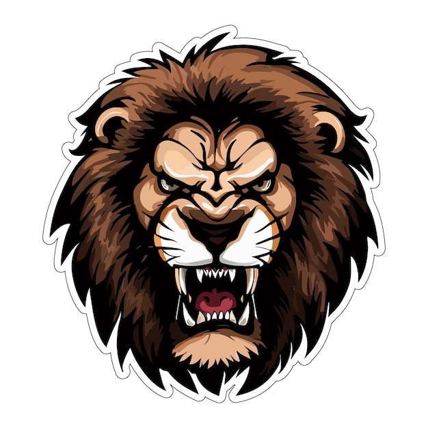 angry lion sticker colorful illumination for print on demand