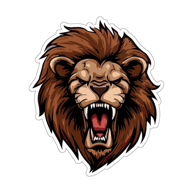 angry lion sticker colorful illumination for print on demand