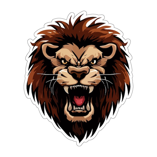 angry lion sticker colorful illumination for print on demand