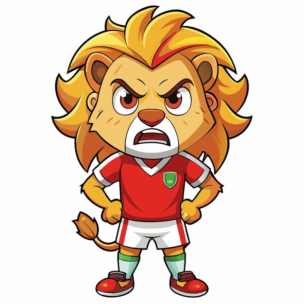 Vector an angry lion with a soccer jersey on the front